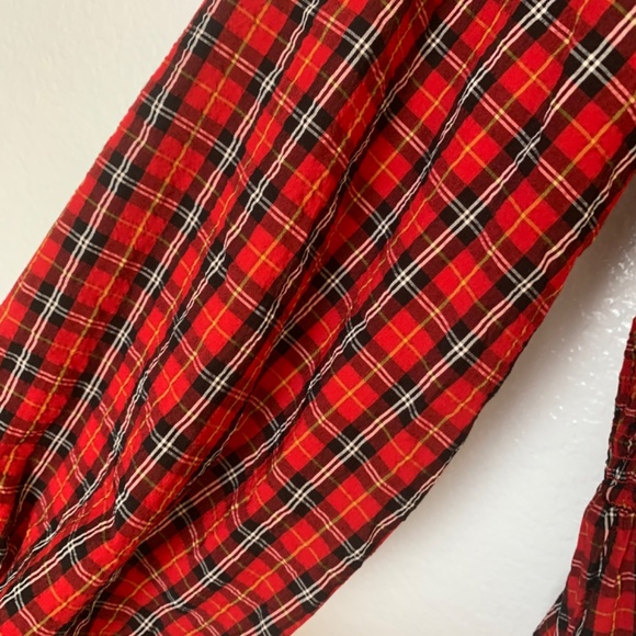 Old Navy Red Tartan Plaid Babydoll Dress 2X Smocked Milk Maid Holiday Christmas - Picture 7 of 9